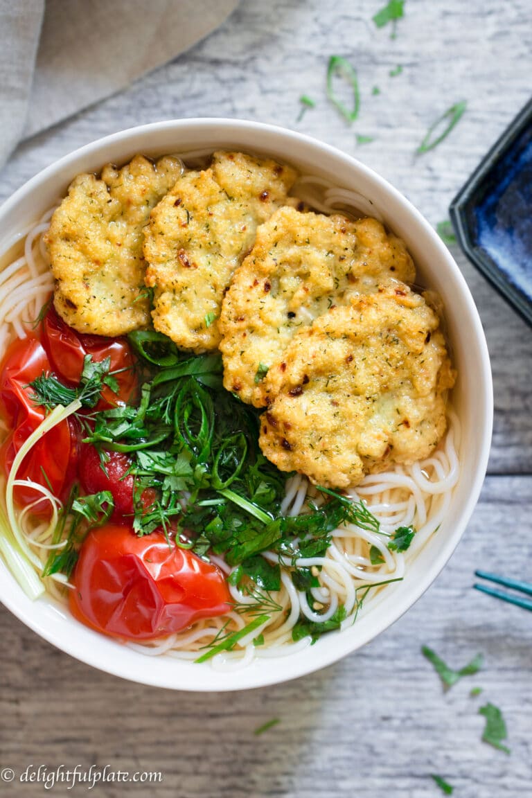 Vietnamese Fried Fish Cake Noodle Soup (Bun cha ca)