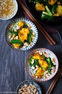 Vietnamese Turmeric Fish with Noodles (Cha Ca La Vong) is a unique Hanoi dish. A bowl of vermicelli noodles is topped with flavorful fish, herbs and roasted peanuts.