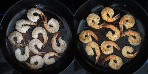 Searing shrimps