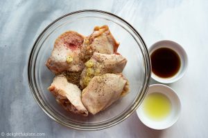 Chicken and ingredients for the marinade