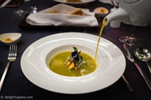 Food in Siem Reap - Chicken and veggie curry soup at Damnak Lounge restaurant