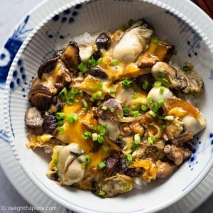 Mushroom Oyster Rice Bowl (Oyster Donburi) - an healthy, easy and delicious one-bowl meal