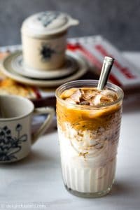 A glass of Vietnamese Yogurt Coffee (Sua Chua Cafe)