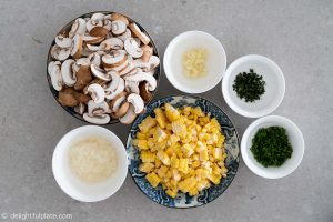 plates with ingredients for the recipe