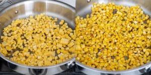 Sauté corn kernels for mushroom corn pasta