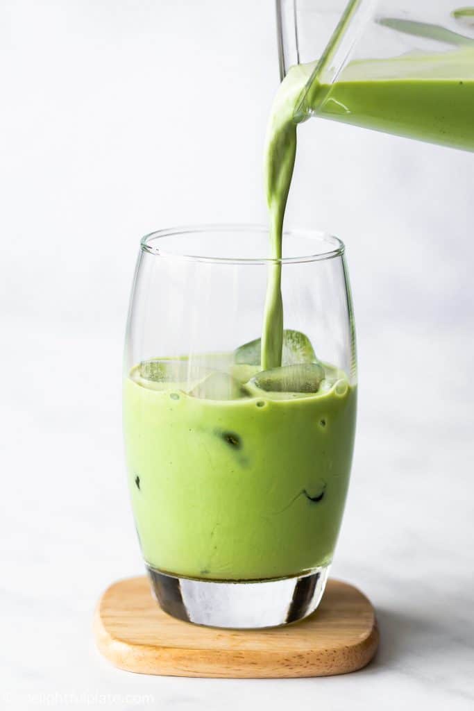 This Iced Matcha Latte is a tasty drink that can be made in your blender. It's slightly sweet, rich with a grassy note and lots of health benefits.