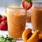 Strawberry Peach Smoothie with Mint and Parsley