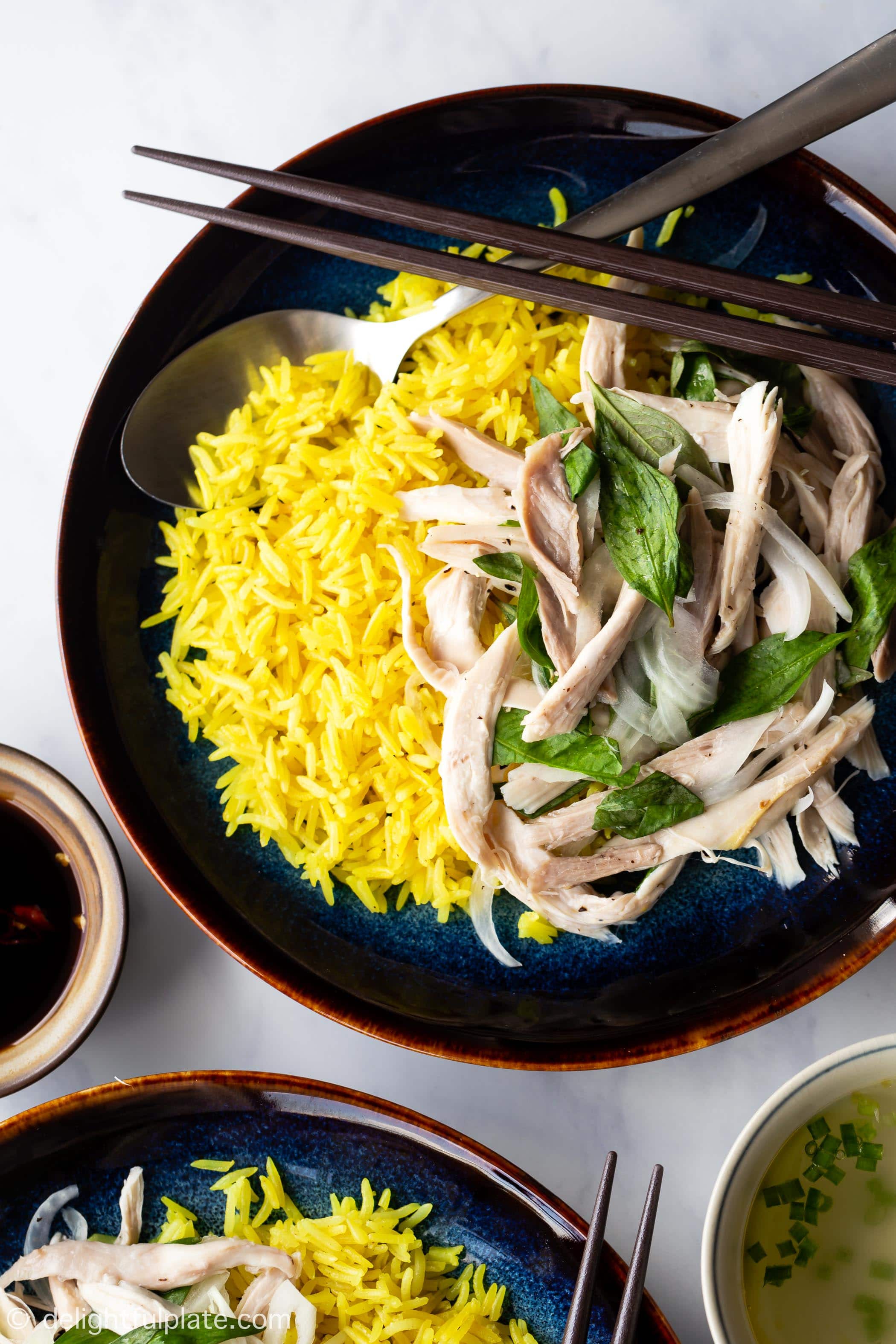 a plate of Vietnamese chicken rice