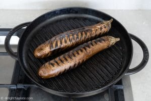 Grilling whole eggplants