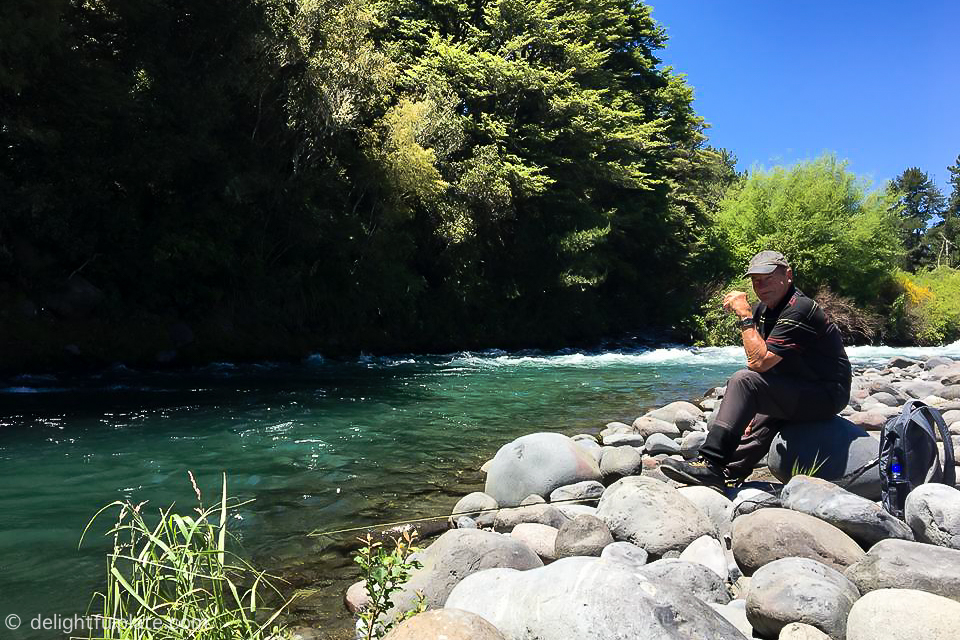Relaxing by Tongariro River, New Zealand