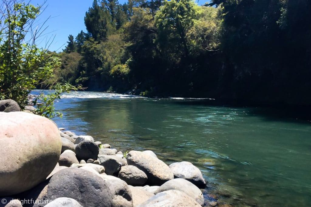 Beautiful Tongariro River, New Zealand with clear water and serene scenery