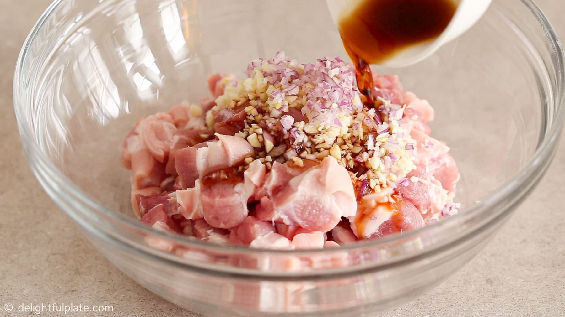 add the marinade to the pork belly in a bowl