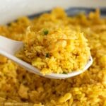 a heaping spoon of salted egg fried rice