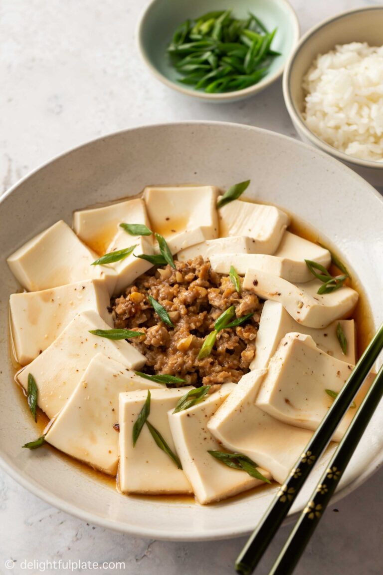 Steamed Tofu with Ground Pork