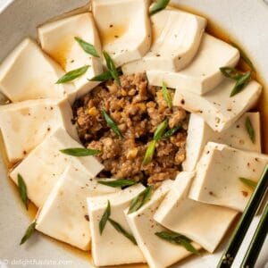 Steamed Tofu with Minced Pork
