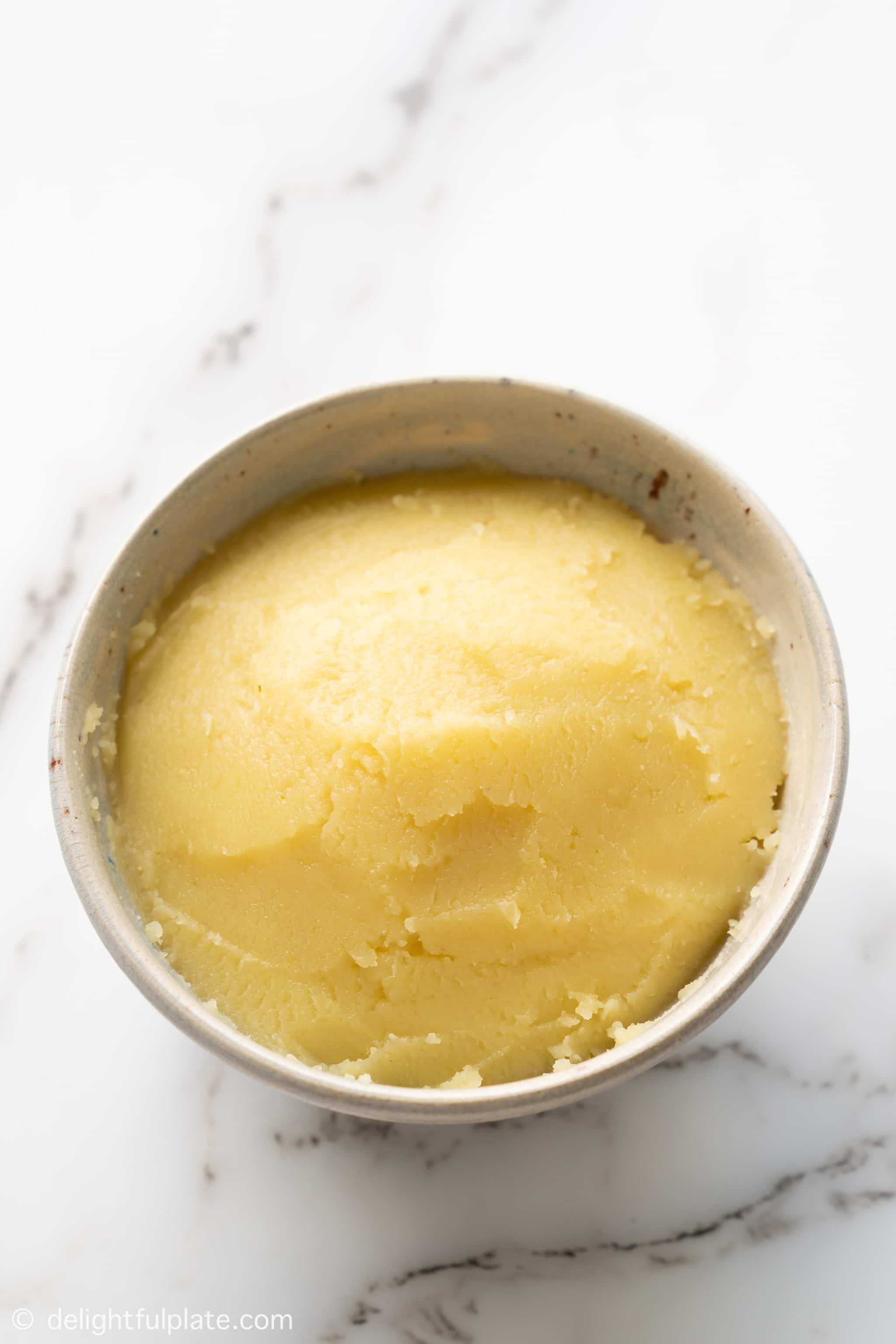 a bowl of homemade lotus seed paste