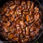 a pan of Vietnamese Sweet and Sour Pork Ribs (Suon Xao Chua Ngot)
