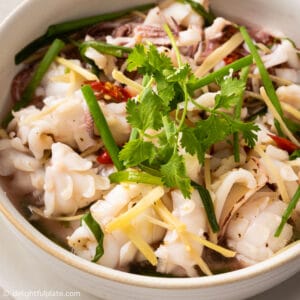 a bowl of freshly steamed squid