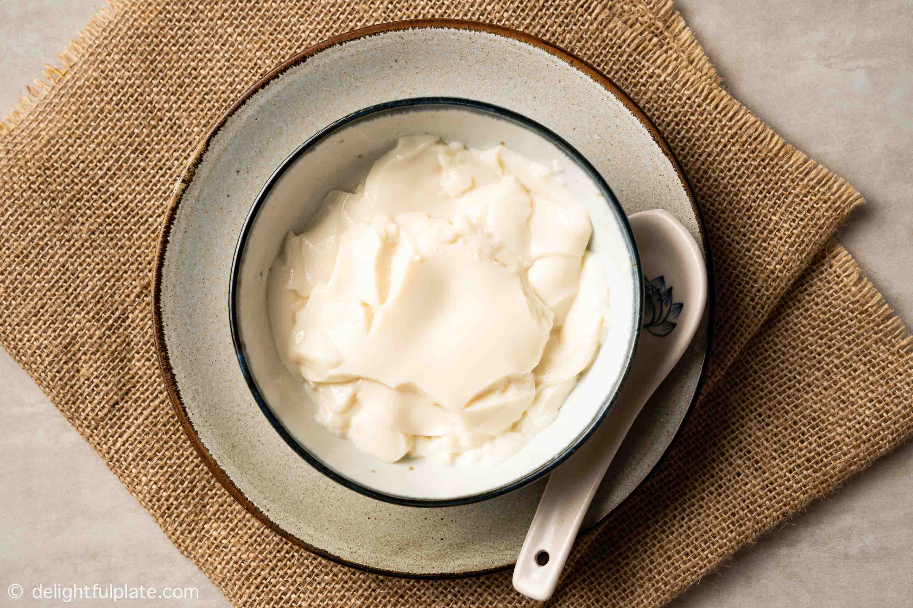 a bowl of soybean pudding curds