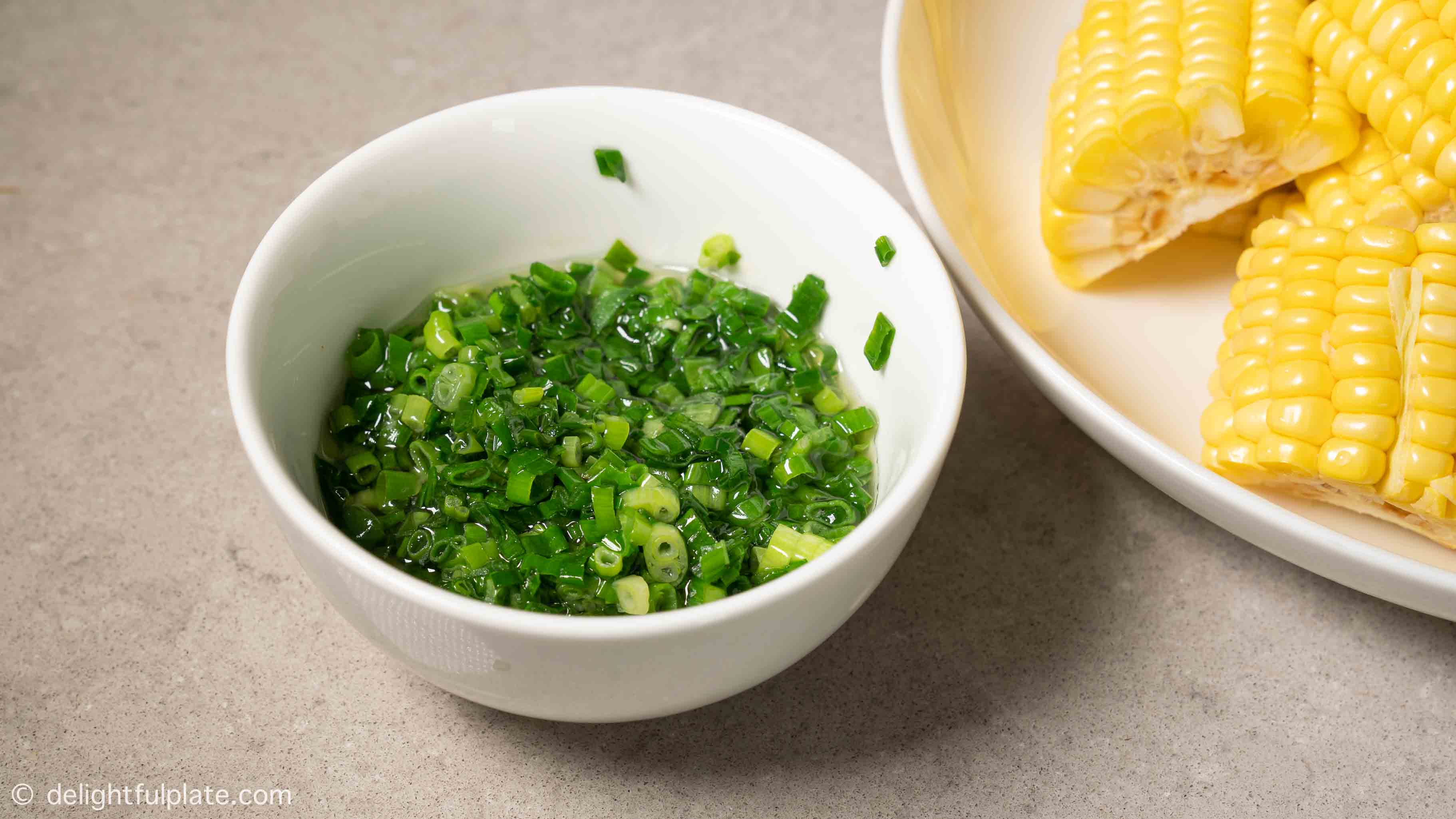 a bowl of scallion oil