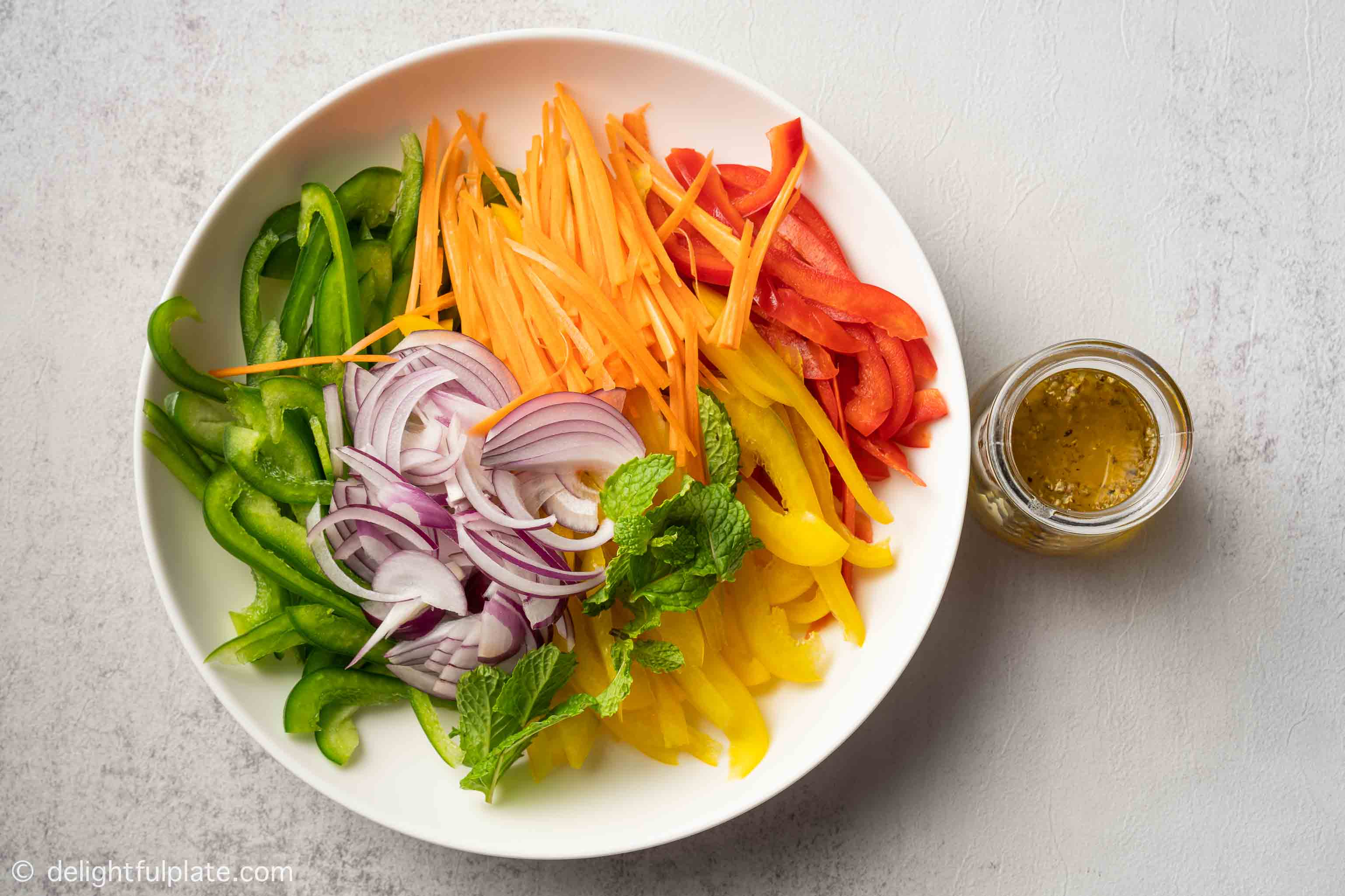 a plate with sliced ingredients