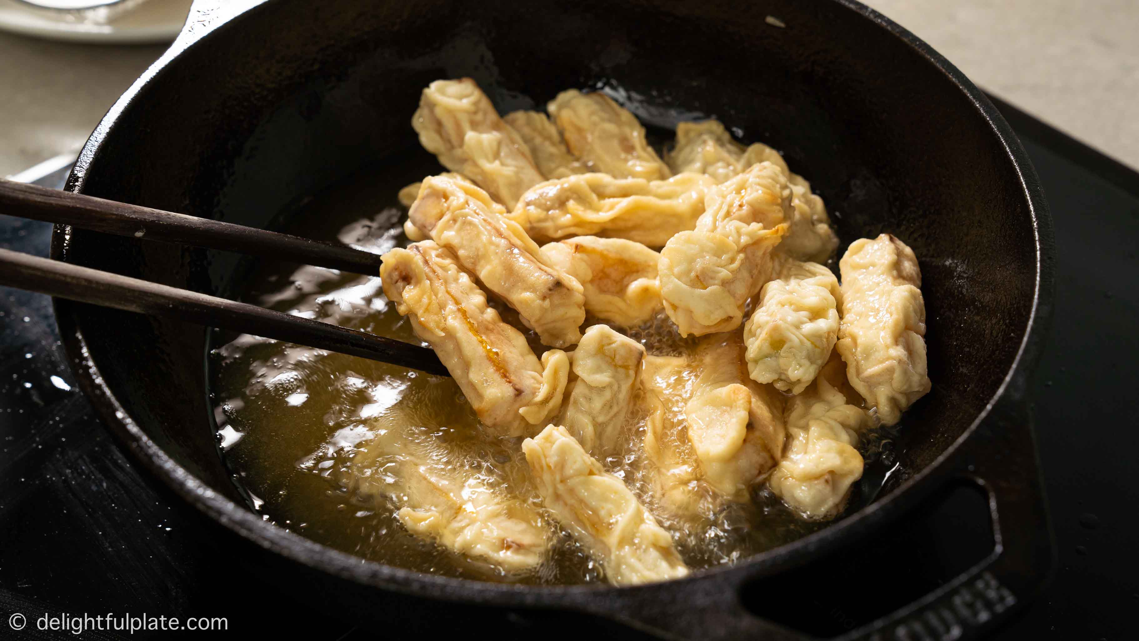 frying pumpkin in a deep pan