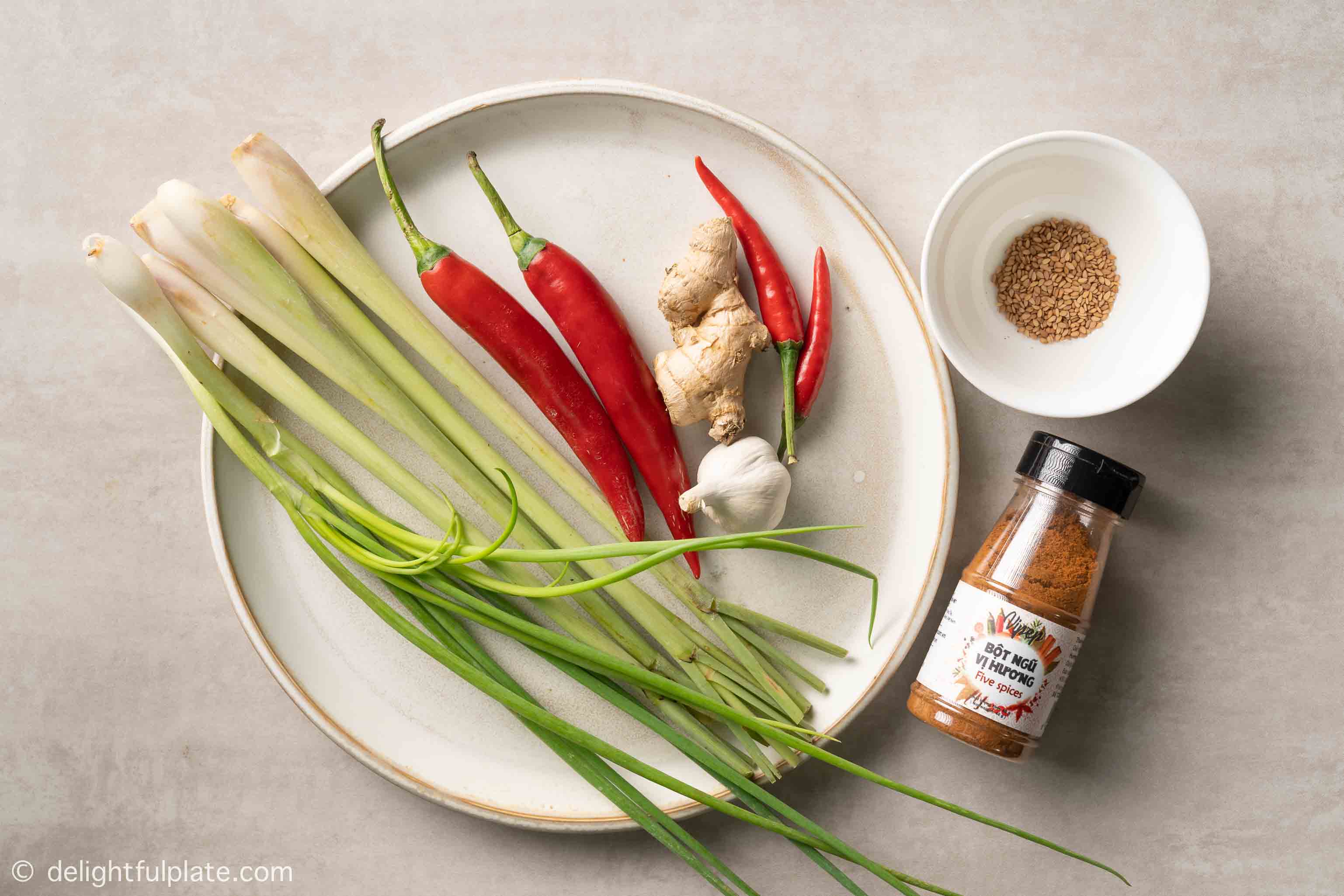 plates with ingredients for the recipe