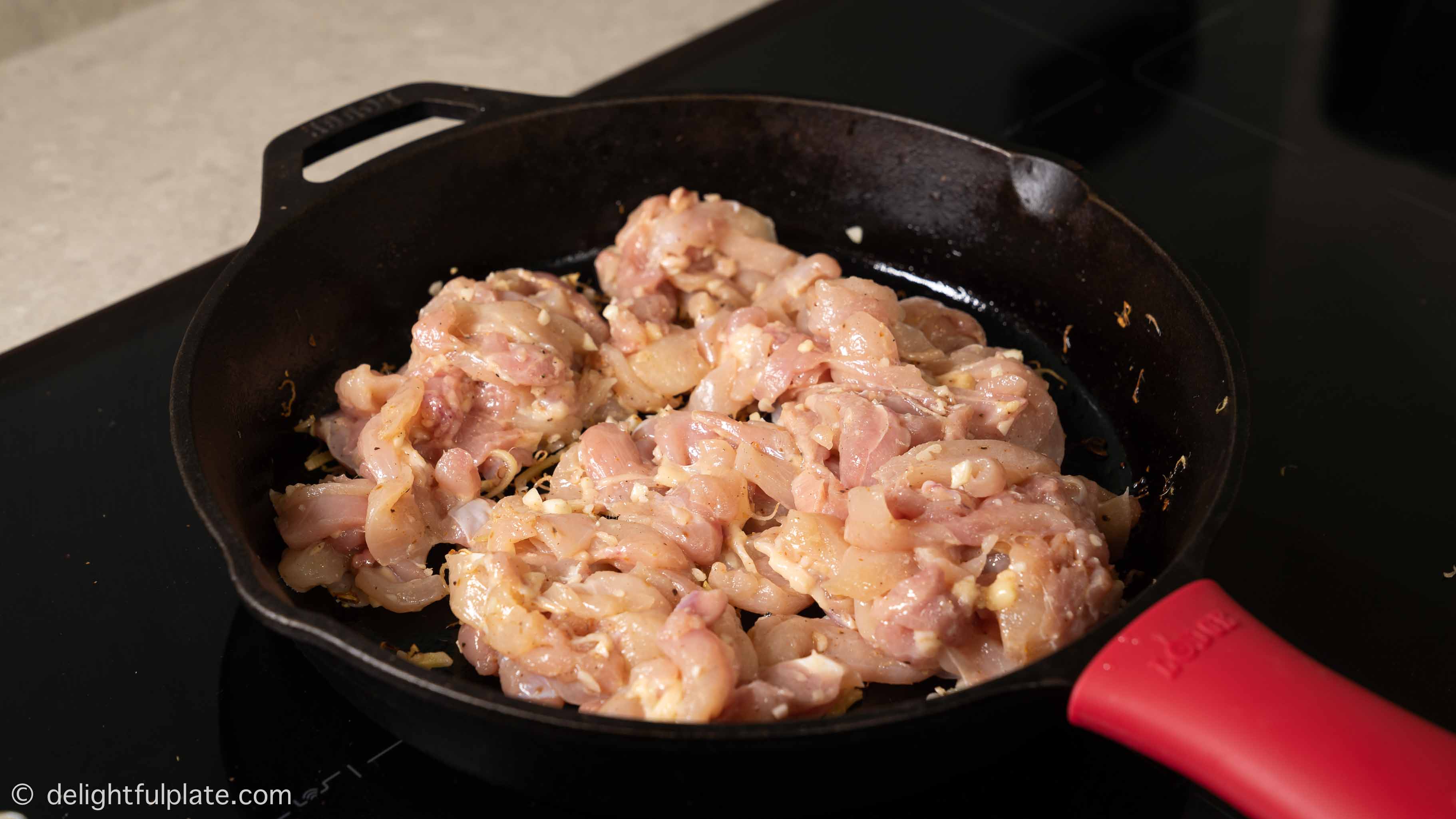 add chicken to stir-fry